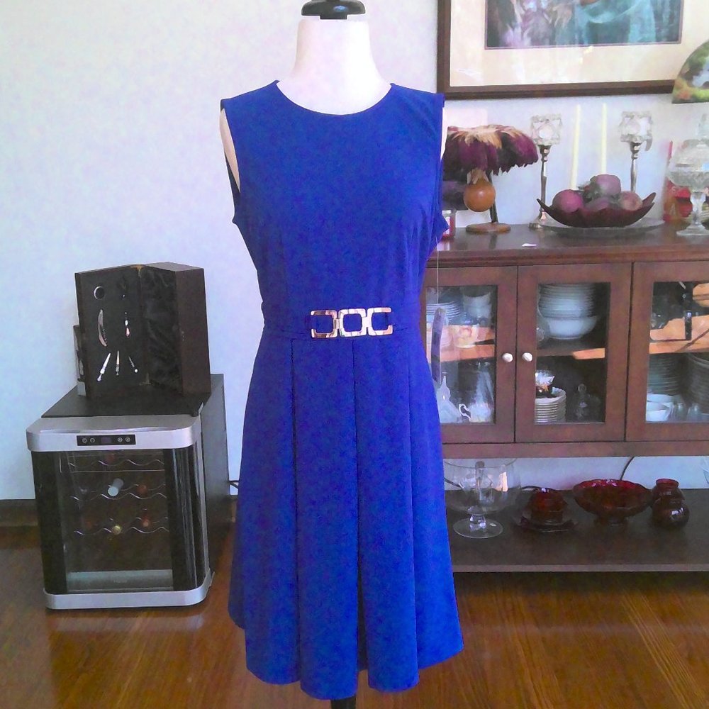 EVAN PICCONE (BLACK LABEL) MIDNIGHT BLUE SLEEVELESS KNEE LENGTH DRESS 4-NWT